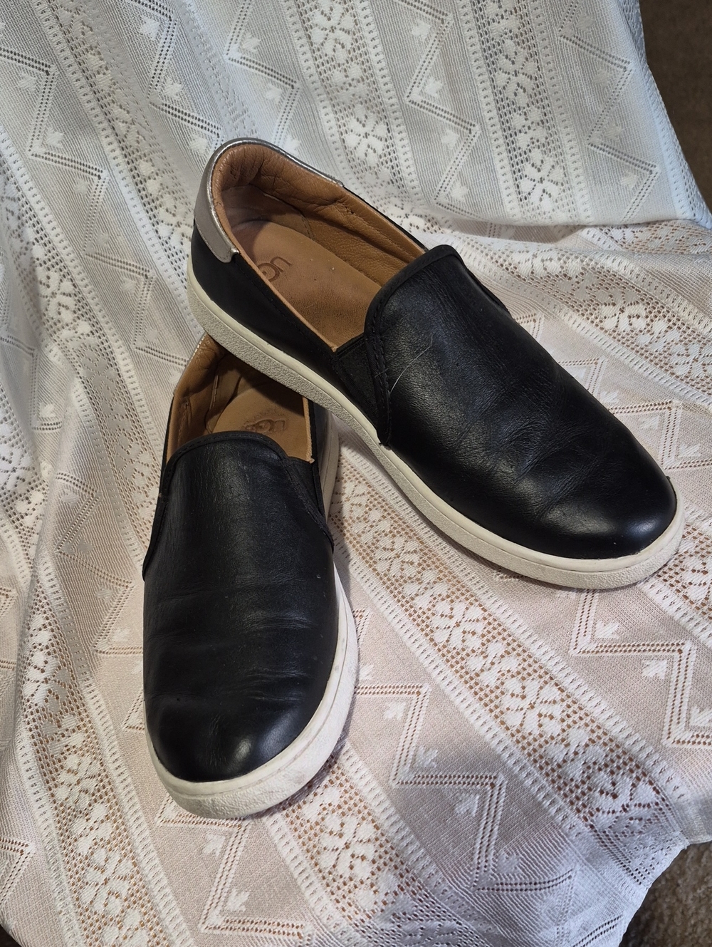 Women's UGG Black Slip-On Casual Sneakers - Classic Smooth Leather